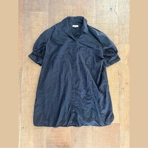 COS black puff sleeve button down 100% cotton shirt dress